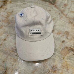 Ader Error “But Near Missed Things” White Logo Strapback Hat Minimalist